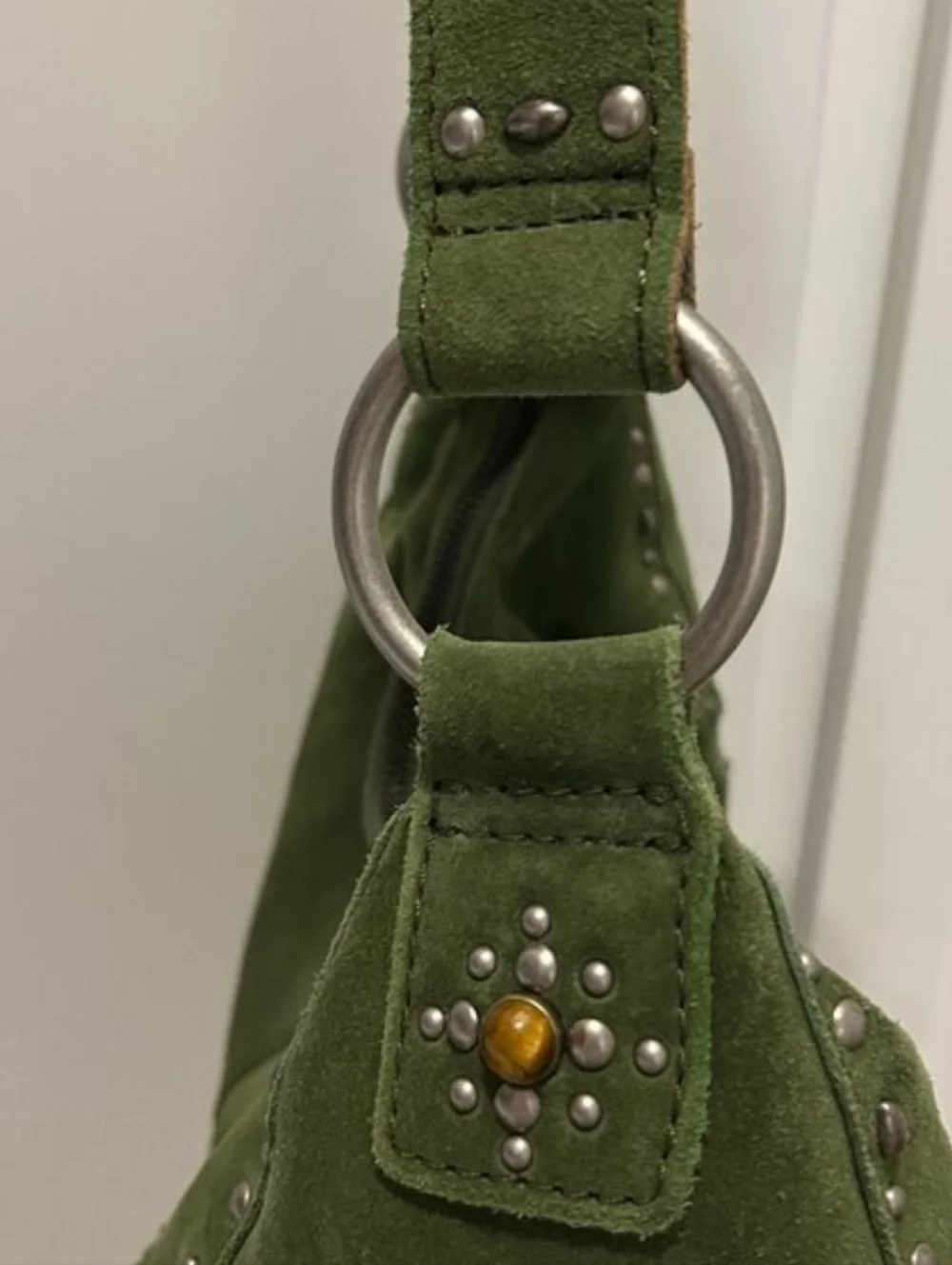 LUCKY BRAND green suede hobo shoulder bag - Picture 4 of 7